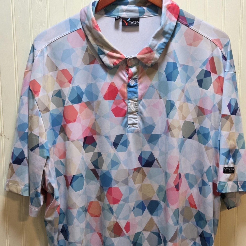Yatta Golf Polo Shirt Mens‎ 3XL Multicolor Geometric Print Golf Performance